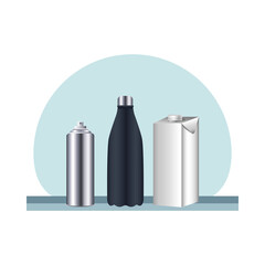 differents bottles packings products branding