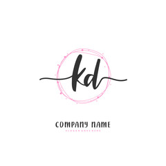 K D KD Initial handwriting and signature logo design with circle. Beautiful design handwritten logo for fashion, team, wedding, luxury logo.