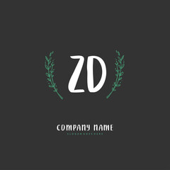 Z D ZD Initial handwriting and signature logo design with circle. Beautiful design handwritten logo for fashion, team, wedding, luxury logo.