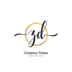 Z D ZD Initial handwriting and signature logo design with circle. Beautiful design handwritten logo for fashion, team, wedding, luxury logo.
