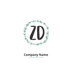 Z D ZD Initial handwriting and signature logo design with circle. Beautiful design handwritten logo for fashion, team, wedding, luxury logo.