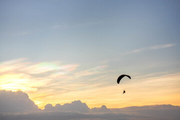 The sky changed colors at dusk.