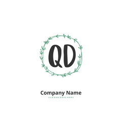 Q D QD Initial handwriting and signature logo design with circle. Beautiful design handwritten logo for fashion, team, wedding, luxury logo.