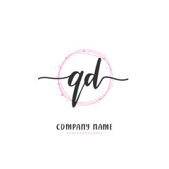 Q D QD Initial handwriting and signature logo design with circle. Beautiful design handwritten logo for fashion, team, wedding, luxury logo.