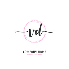 V D VD Initial handwriting and signature logo design with circle. Beautiful design handwritten logo for fashion, team, wedding, luxury logo.