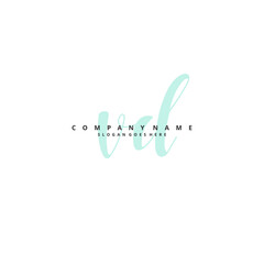 Fototapeta premium V D VD Initial handwriting and signature logo design with circle. Beautiful design handwritten logo for fashion, team, wedding, luxury logo.