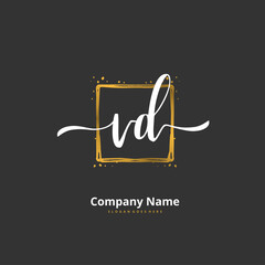 V D VD Initial handwriting and signature logo design with circle. Beautiful design handwritten logo for fashion, team, wedding, luxury logo.