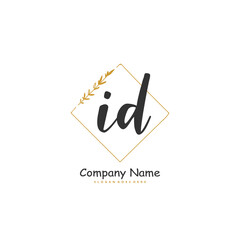 I D ID Initial handwriting and signature logo design with circle. Beautiful design handwritten logo for fashion, team, wedding, luxury logo.