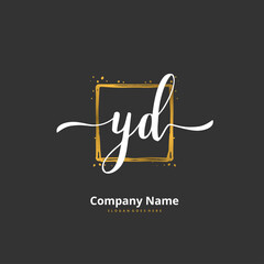 Y D YD Initial handwriting and signature logo design with circle. Beautiful design handwritten logo for fashion, team, wedding, luxury logo.