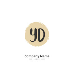 Y D YD Initial handwriting and signature logo design with circle. Beautiful design handwritten logo for fashion, team, wedding, luxury logo.