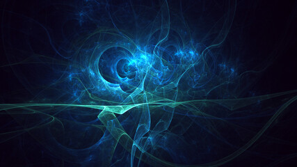 3D rendering abstract multicolor fractal light background