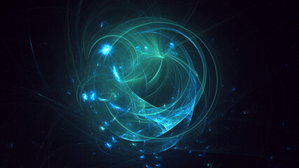 3D rendering abstract multicolor fractal light background