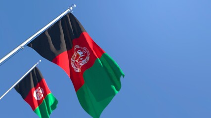 3D rendering of the national flag of Afghanistan waving in the wind
