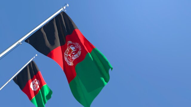 3D rendering of the national flag of Afghanistan waving in the wind