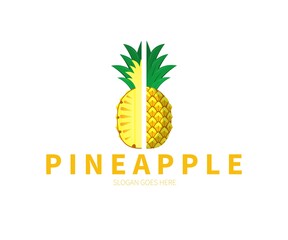 Pineapple fruit logo. Pineapple horizontal slice logo vector design.