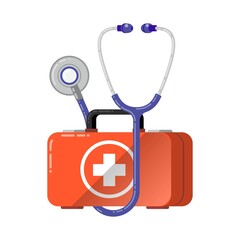 First aid healthcare concept with medical box