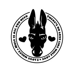 donkey head black and white sketch vector