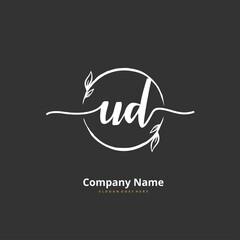 U D UD Initial handwriting and signature logo design with circle. Beautiful design handwritten logo for fashion, team, wedding, luxury logo.