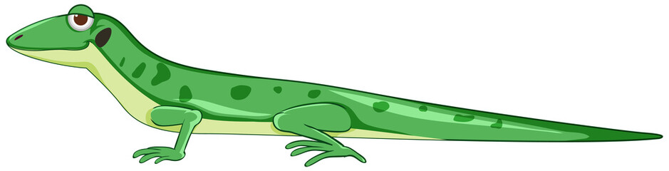 Gecko or lizard in green cartoon style isolated