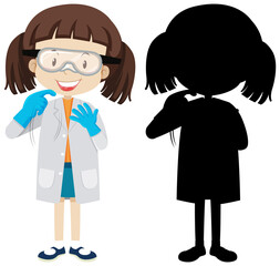 Cute chemist girl with its silhouette