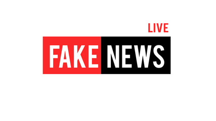 Fake news banner isolated on light white background.