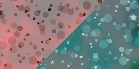 Vector layout with circles, stars. Illustration with set of colorful abstract spheres, stars. Design for wallpaper, fabric makers.
