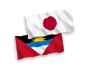 Flags of Japan and Antigua and Barbuda on a white background