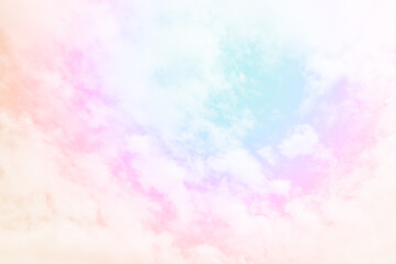 Cloud and sky with a pastel colored background and wallpaper, abstract sky background in sweet color.
