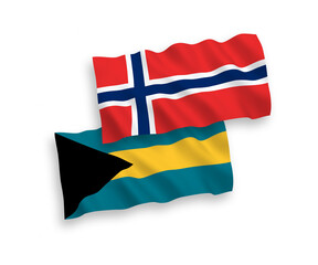 Flags of Norway and Commonwealth of The Bahamas on a white background