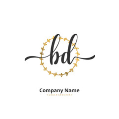 Obraz premium B D BD Initial handwriting and signature logo design with circle. Beautiful design handwritten logo for fashion, team, wedding, luxury logo.