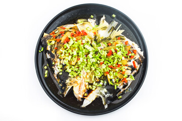 Chinese Cuisine: Steamed Silver Carp Fish Head