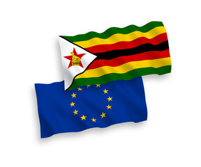 Flags of European Union and Zimbabwe on a white background