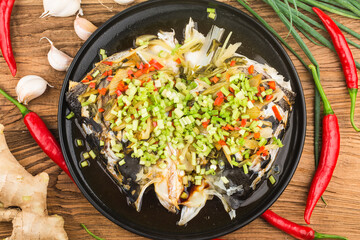 Chinese Cuisine: Steamed Silver Carp Fish Head