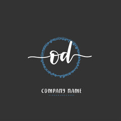 O D OD Initial handwriting and signature logo design with circle. Beautiful design handwritten logo for fashion, team, wedding, luxury logo.