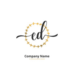 E D ED Initial handwriting and signature logo design with circle. Beautiful design handwritten logo for fashion, team, wedding, luxury logo.