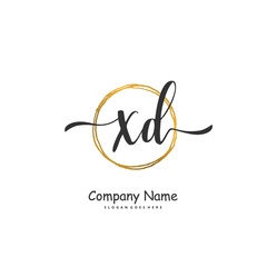 X D XD Initial handwriting and signature logo design with circle. Beautiful design handwritten logo for fashion, team, wedding, luxury logo.