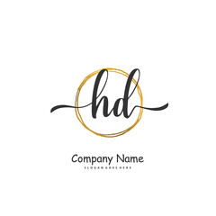 Fototapeta premium H D HD Initial handwriting and signature logo design with circle. Beautiful design handwritten logo for fashion, team, wedding, luxury logo.
