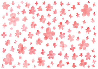 背景素材　水彩テクスチャ　花　赤