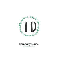 Obraz premium T D TD Initial handwriting and signature logo design with circle. Beautiful design handwritten logo for fashion, team, wedding, luxury logo.
