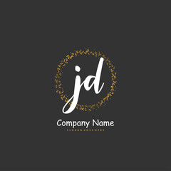 J D JD Initial handwriting and signature logo design with circle. Beautiful design handwritten logo for fashion, team, wedding, luxury logo.