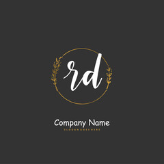 R D RD Initial handwriting and signature logo design with circle. Beautiful design handwritten logo for fashion, team, wedding, luxury logo.