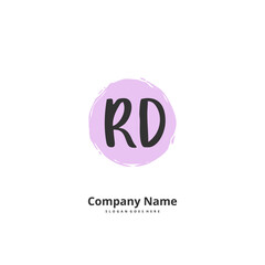 R D RD Initial handwriting and signature logo design with circle. Beautiful design handwritten logo for fashion, team, wedding, luxury logo.