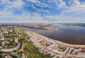 Panorama with a view of the city of Nizhny Novgorod from a height