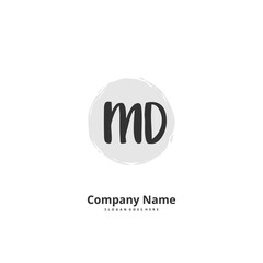 M D MD Initial handwriting and signature logo design with circle. Beautiful design handwritten logo for fashion, team, wedding, luxury logo.