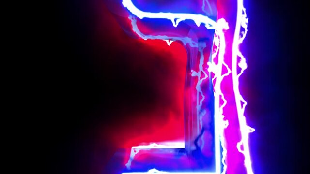 Letter Nun of Hebrew alphabet. Hot letter for overlay. 4k 3D rendered animation.