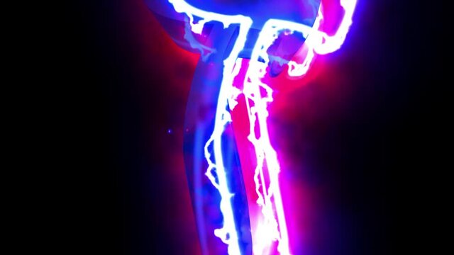 Letter Zayin of Hebrew alphabet. Hot letter for overlay. 4k 3D rendered animation.