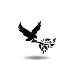 Obraz premium Falcon on a branch icon with shadow