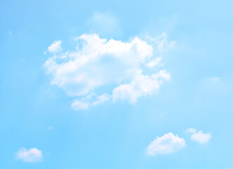 Bright Blue sky with white cloud. Beautiful sky background and wallpaper. Clear day and good weather in the morning.  