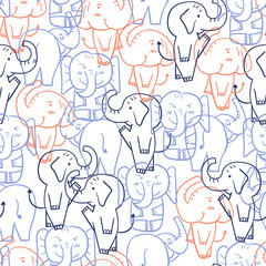 Childish seamless pattern with hand drawn elephant. Perfect for kids apparel,fabric, textile, nursery decoration,wrapping paper.