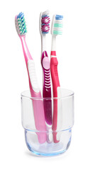 Tooth brushes on white background